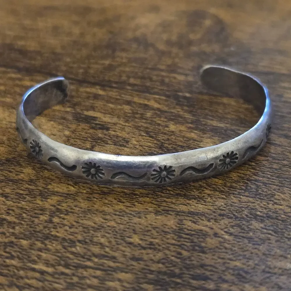 Vintage Navajo Abel Toledo AT Sterling Silver Stamped 2